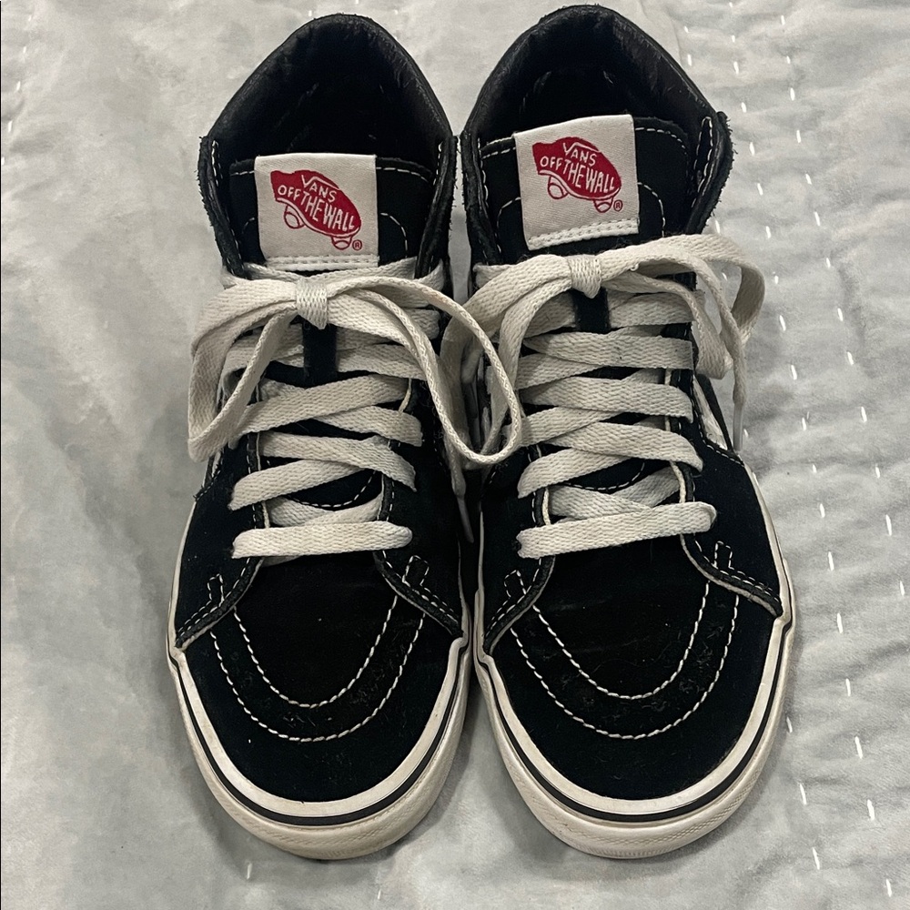 Vans Kids Black and White High-Top Sneakers Suede & Canvas Size 3